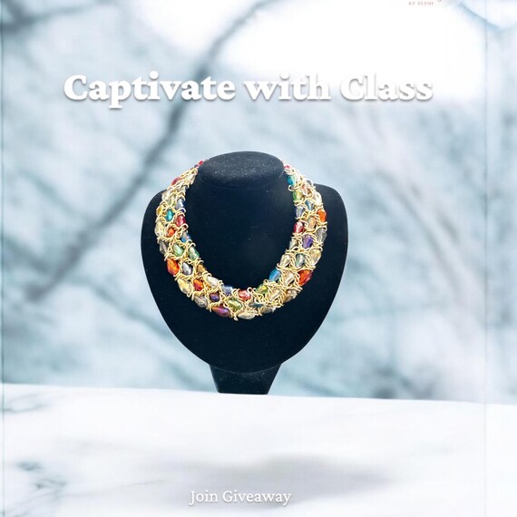 Handcrafted Multicolor Beaded Statement Necklace:… - image 9