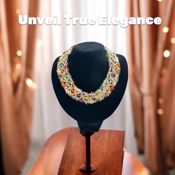 Handcrafted Multicolor Beaded Statement Necklace:… - image 7