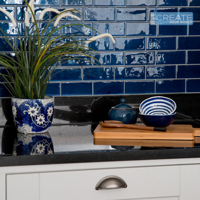 21cm x 28cm LARGE METRO TILE navy 3D epoxy tile stickers pack Etsy