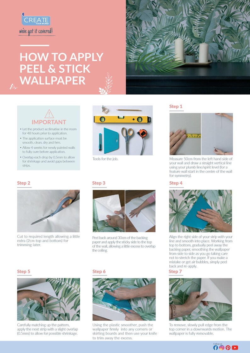 A4 SAMPLE GROOVY GARDEN Navy Peel and Stick Wallpaper Etsy UK