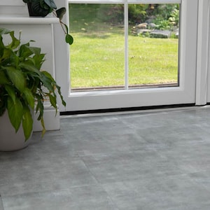 30.48cm x 30.48cm SOLID CONCRETE peel and stick vinyl floor tiles