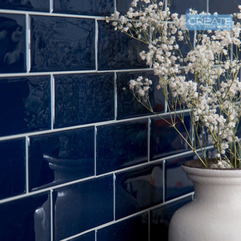 21cm x 28cm LARGE METRO TILE navy 3D epoxy tile stickers pack Etsy