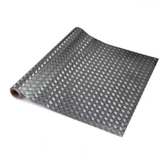 45cm X 1.5m Dc Fix CHEQUER PLATE SILVER Premium Sticky Back