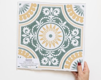 SAMPLE (full tile) 30.48cm X 30.48cm EZRA YELLOW peel and stick vinyl floor tile