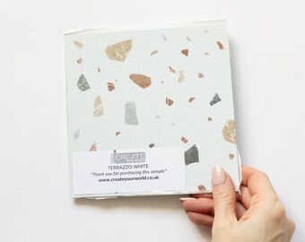 Floor Pops Terrazzo White Quarter Floor Tile Sample