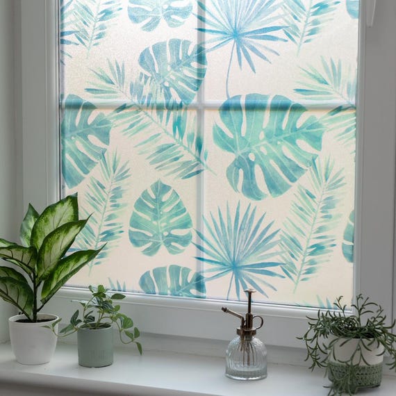 D-c-fix Tropicano Eco Line PVC-freie, statisch haftende Vinyl-Fensterfolie, 45 cm x 1,5 m, für Sichtschutz und Dekoration