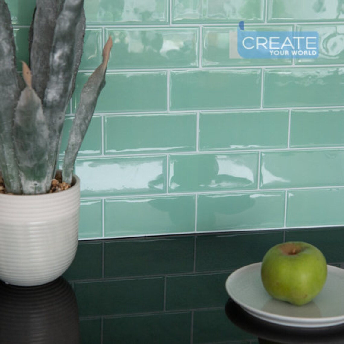 21cm x 28cm LARGE METRO TILE mint green 3D epoxy tile stickers Etsy