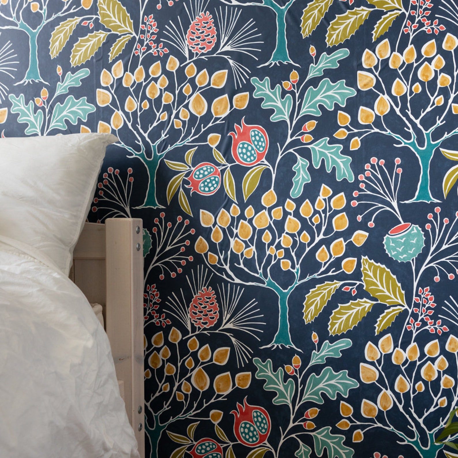 Nu Wallpaper GROOVY GARDEN NAVY Peel & Stick Wallpaper Etsy UK