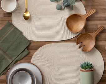 dc fix Almond Eco-line Wipe Clean oval Weave Placemats Set of 4 or 6