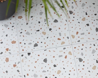 Floor Pops Terrazzo White 30.48cm x 30.48cm Self-adhesive Vinyl Floor Tiles
