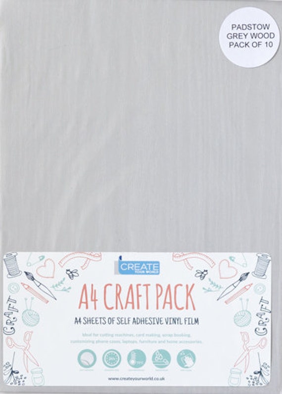 A4 Dc Fix Self-adhesive Vinyl Sheets Craft Pack PADSTOW GREY 