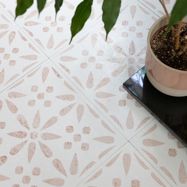 30.48cm x 30.48cm VINTAGE FLOWERS peel and stick vinyl floor tiles