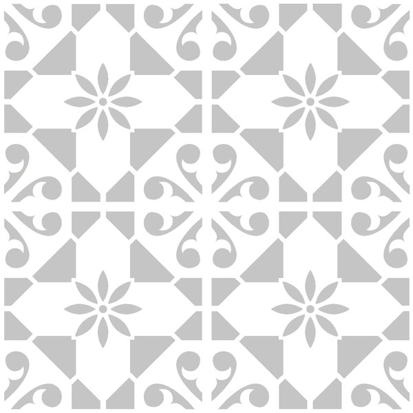 Patio tile reusable stencils for 30, 45 & 60cm slabs plus walls, floors and furniture decor BLOCK DAISY design