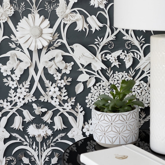 Charcoal Art Deco Mosaic Wallpaper - Buy Online