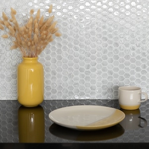 25.4cm x 25.4cm HEXAGON MARBLE GREY 3D epoxy tile stickers