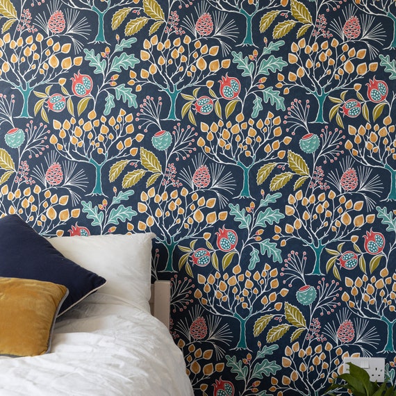 NuWallpaper Groovy Garden Navy Peel & Stick Wallpaper NuWallpaper Groovy Garden Navy Peel & Stick Wallpaper