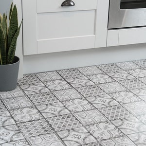 30.48cm x 30.48cm MOROCCAN GREY peel and stick vinyl floor tiles