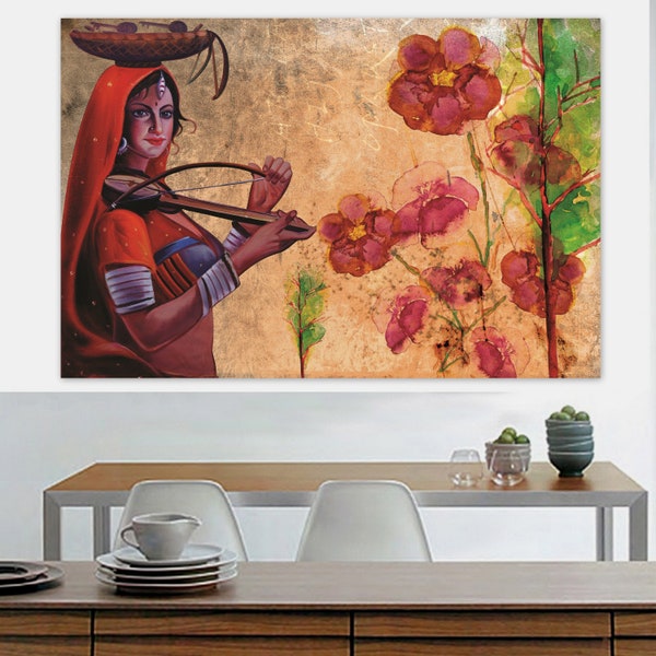 Indian Village Women Photo Collage Canvas Painting Print, Extra Large Oversized Wall Art Decor, Modern Home Picture-Instant Digital Download