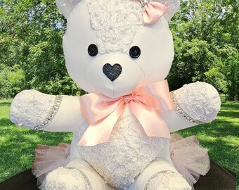 TEDDY BEARS to match baby nurseries made from weddinggown