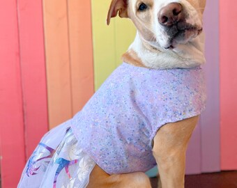 Purple vacation print size medium cotton dog dress