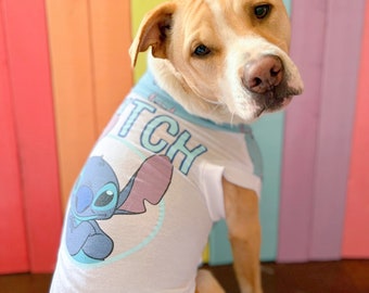 Stitch pup-cycled size small/medium stretchy dog tank top