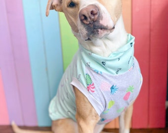 Tropical mermaid size medium stretchy dog tank top