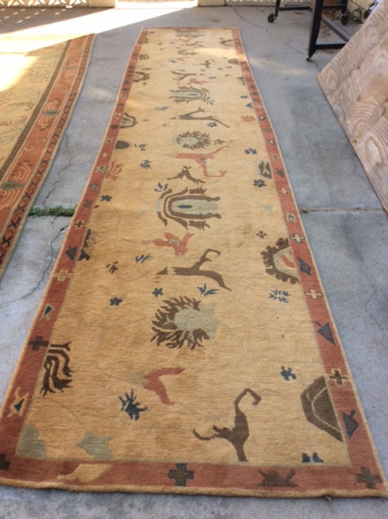 VINTAGE TIBETAN RUNNER Hallway Oriental Rug Hand Knotted Wool Pile Etsy