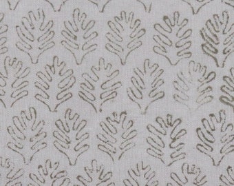 Hand Block Print Cotton Fabric, by the Half Yard, Tiny Leaves