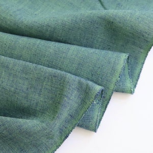 Handwoven Cotton Fabric, by the Half Yard, Blue and Green Yarn-Dyed Shot Handloom image 1