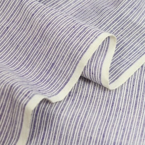 Handwoven Cotton Fabric Purple and White Stripes by the Half Yard