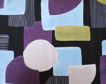 Japanese Cotton Fabric, Geometric Hokkoh Print by the Half Yard, Purple and Black