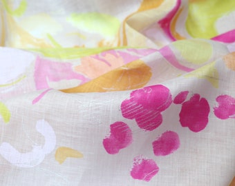 Nani Iro Linen Fabric, As It Is, by the Half Yard, Pink, Kokka Japanese Fabric