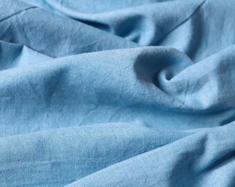 Handwoven Cotton Fabric, Topaz Blue Shot Yarn-Dye by the Yard