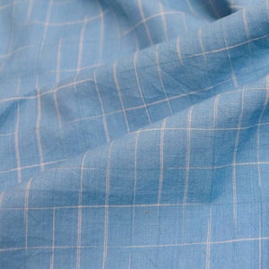 Disappearing Check Handwoven Cotton Fabric by the Half Yard, Bluebird Blue