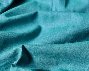 Handwoven Cotton Fabric, Blue and Green Yarn-Dyed Shot Handloom by the Yard