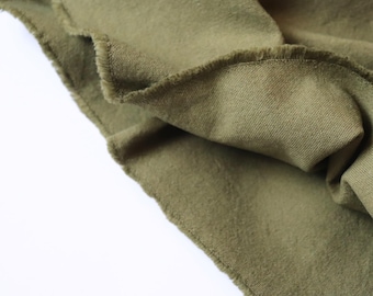 Japanese Canvas Linen Cotton Fabric, by the Yard, Olive Green