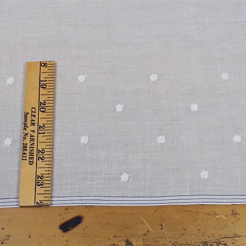 Ivory Dotted Borders Handwoven Cotton Jamdani Fabric by the Half Yard