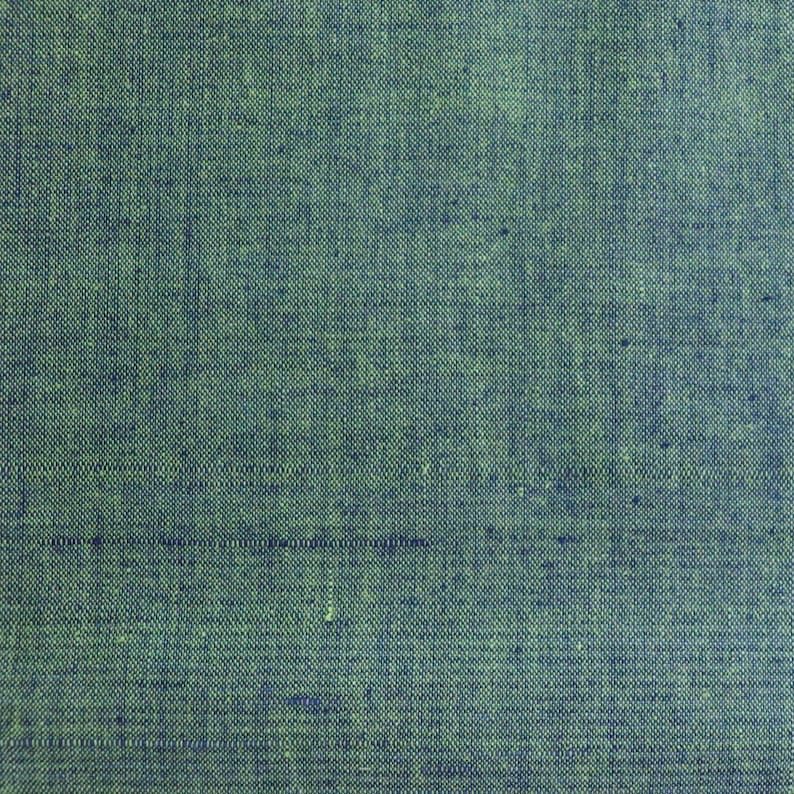 Handwoven Cotton Fabric, by the Half Yard, Blue and Green Yarn-Dyed Shot Handloom image 3