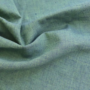 Handwoven Cotton Fabric, by the Half Yard, Blue and Green Yarn-Dyed Shot Handloom image 5