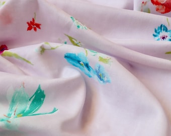 Nani Iro Organic Cotton Double Gauze Fabric, New Morning Pink Floral Print, by the Half Yard