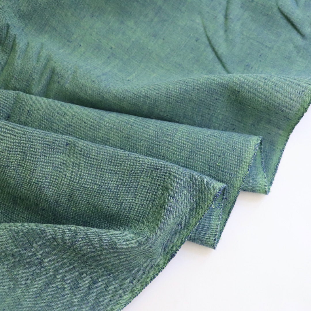 Handwoven Cotton Fabric, by the Half Yard, Blue and Green Yarn-dyed ...