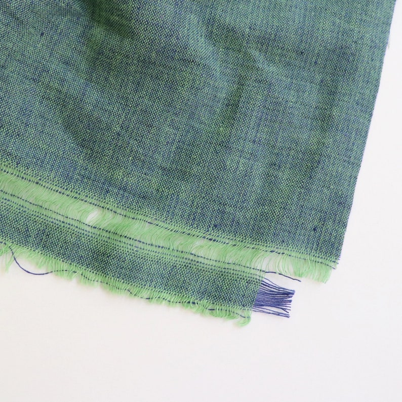 Handwoven Cotton Fabric, by the Half Yard, Blue and Green Yarn-Dyed Shot Handloom image 4