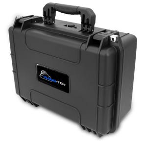 May include: A black, rectangular hard case with a sturdy handle and secure latches. The case features the "CLOUD/TEN" logo in blue and white. This protective case is designed for storing and transporting equipment.