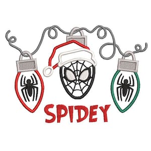 Aplique de bordado à máquina de Natal Spidey 5 x 7