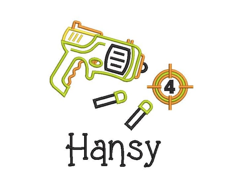 Nerf Gun 4th Birthday Machine Embroidery Applique Etsy