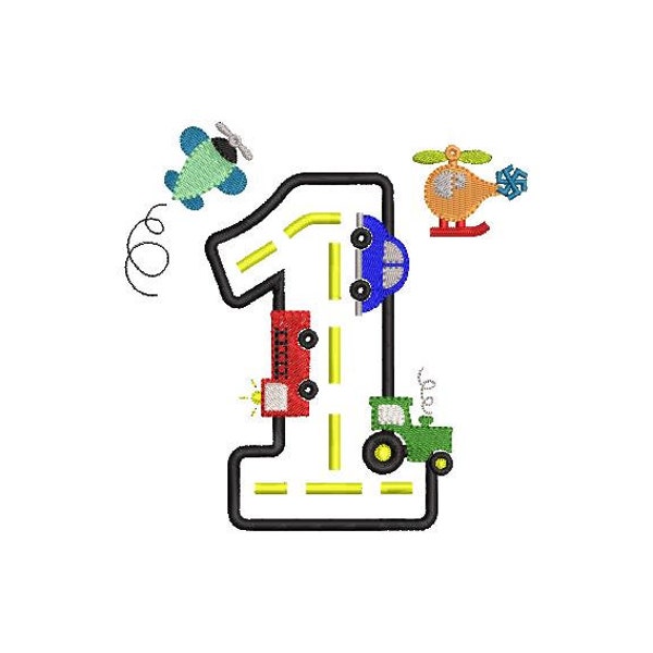 Boys Car 1 year old Machine Applique Embroidery design