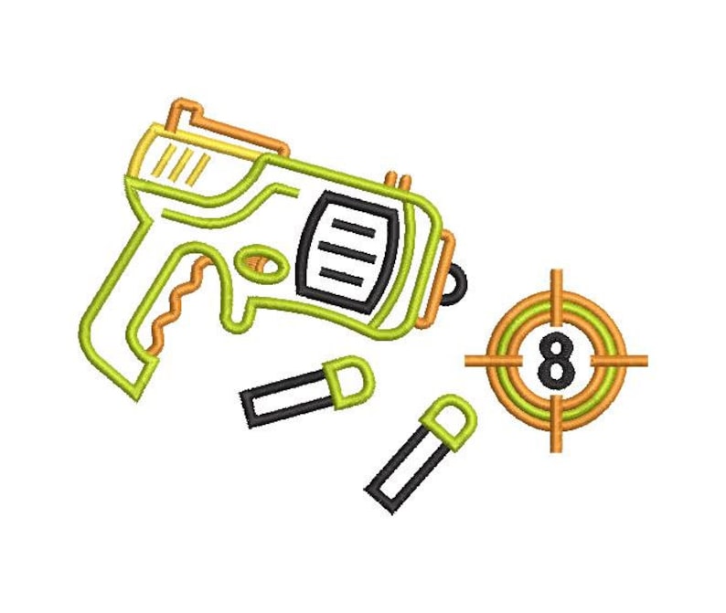Nerf Gun 8th Birthday Machine Embroidery Applique Etsy