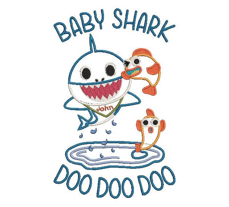 Baby Shark Machine Applique Design | Etsy