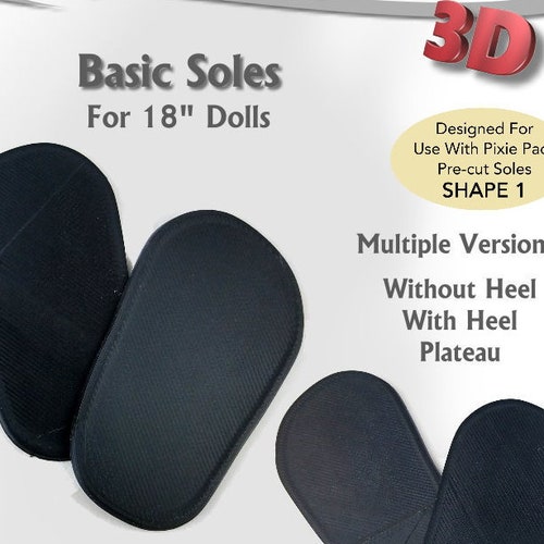 3d Printable Basic Soles Pattern For 18 Dolls Such As Etsy