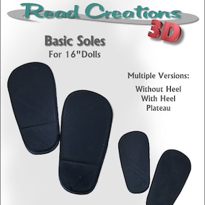3D printable Basic Soles Pattern for 16&quot; dolls such as A Girl Of All Times Dolls